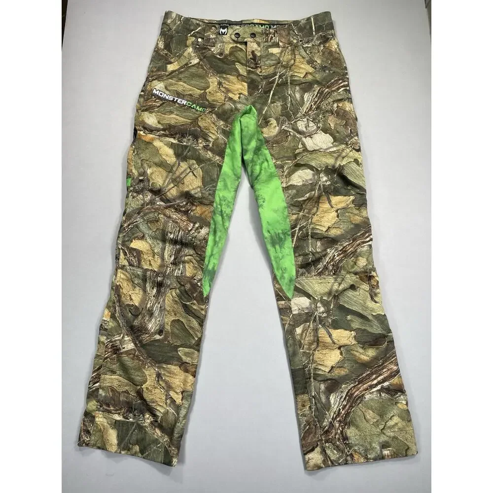 Monster Camo Pants Men’s 36x34+2 (37x34) Blood Flex Tex Tree Pattern Green